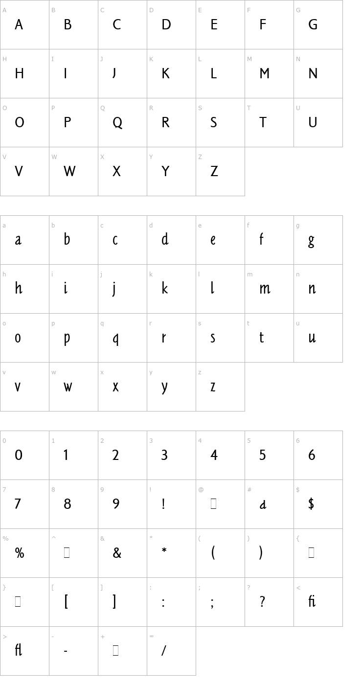 Character Map Tannhauser LET Plain1.0 Font