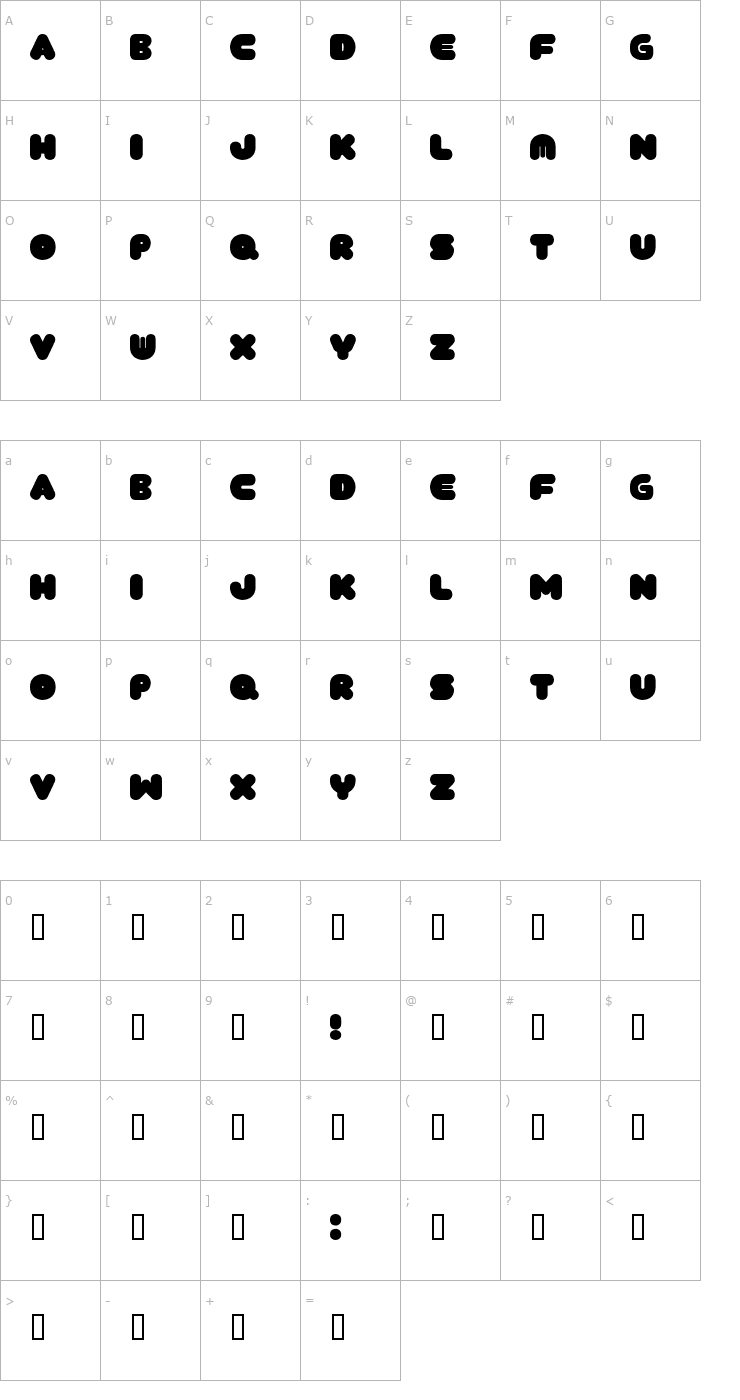 Character Map TANTOR Font