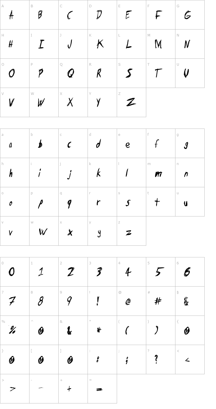 Character Map Tape Loop Font