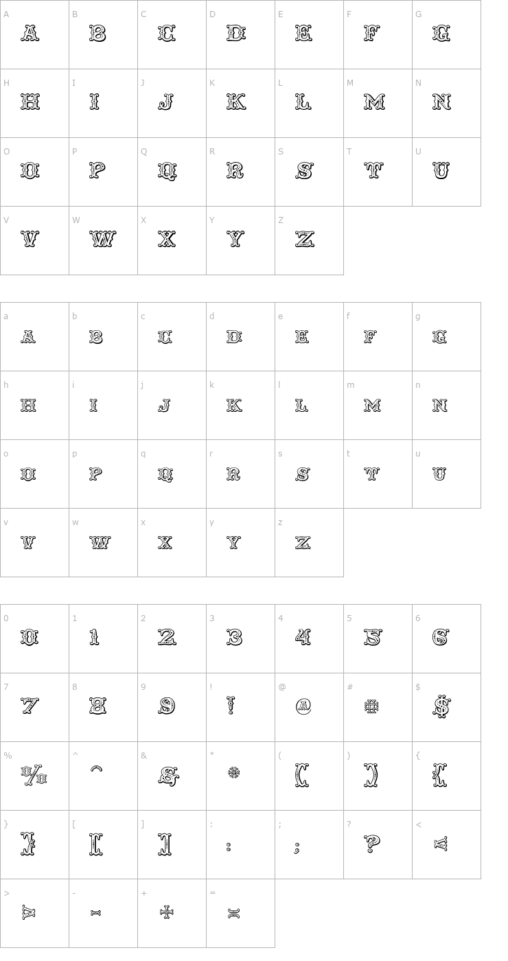 Character Map Taqueria Open Decor Font