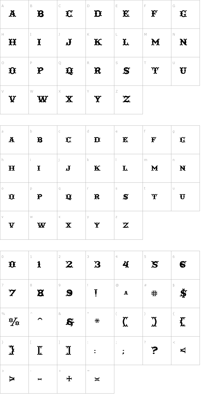 Character Map Taqueria Open Fill Font