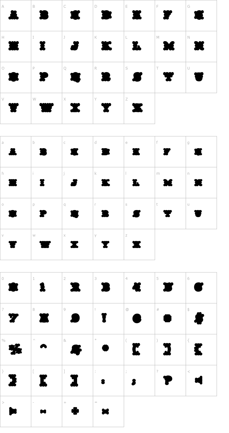 Character Map Taqueria Open Fill XL Font