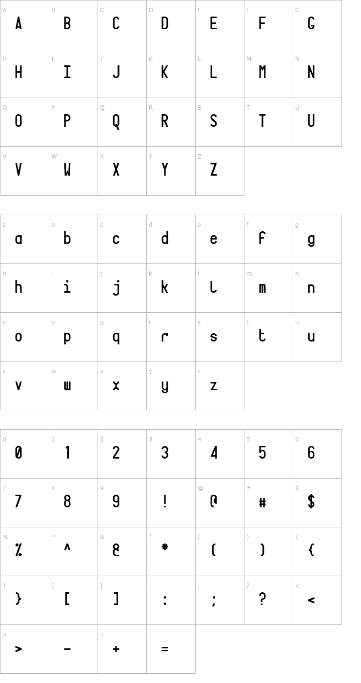 Character Map Targa MS Font