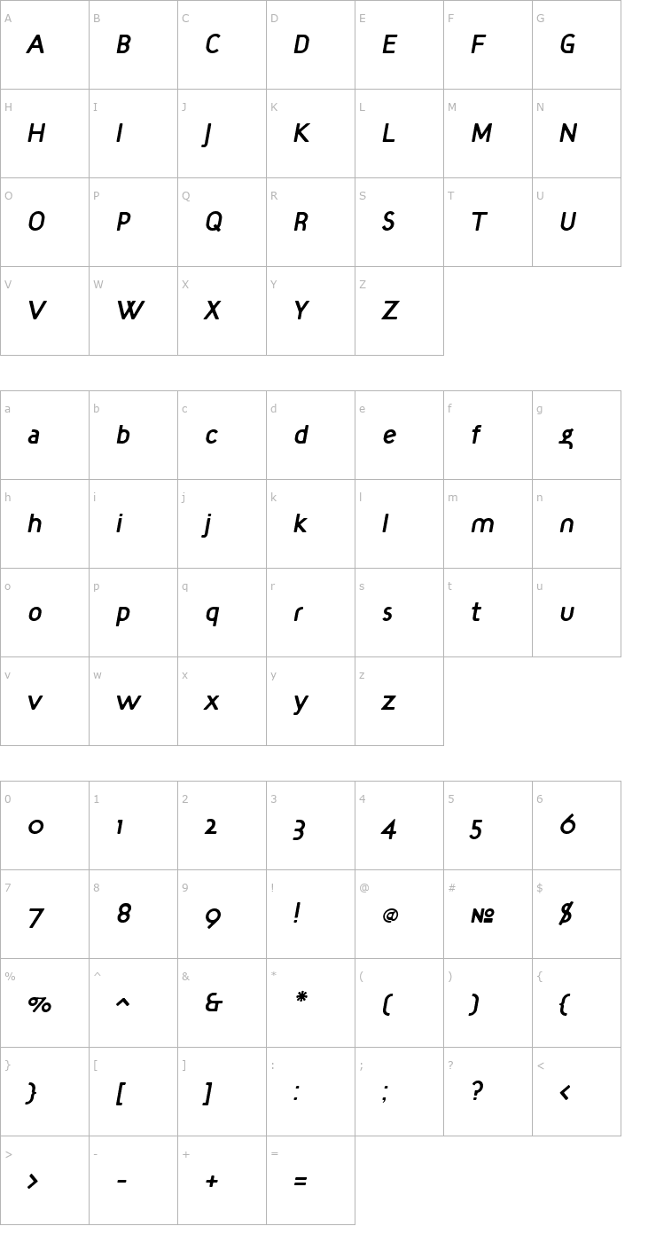 Character Map TargetItalic Font