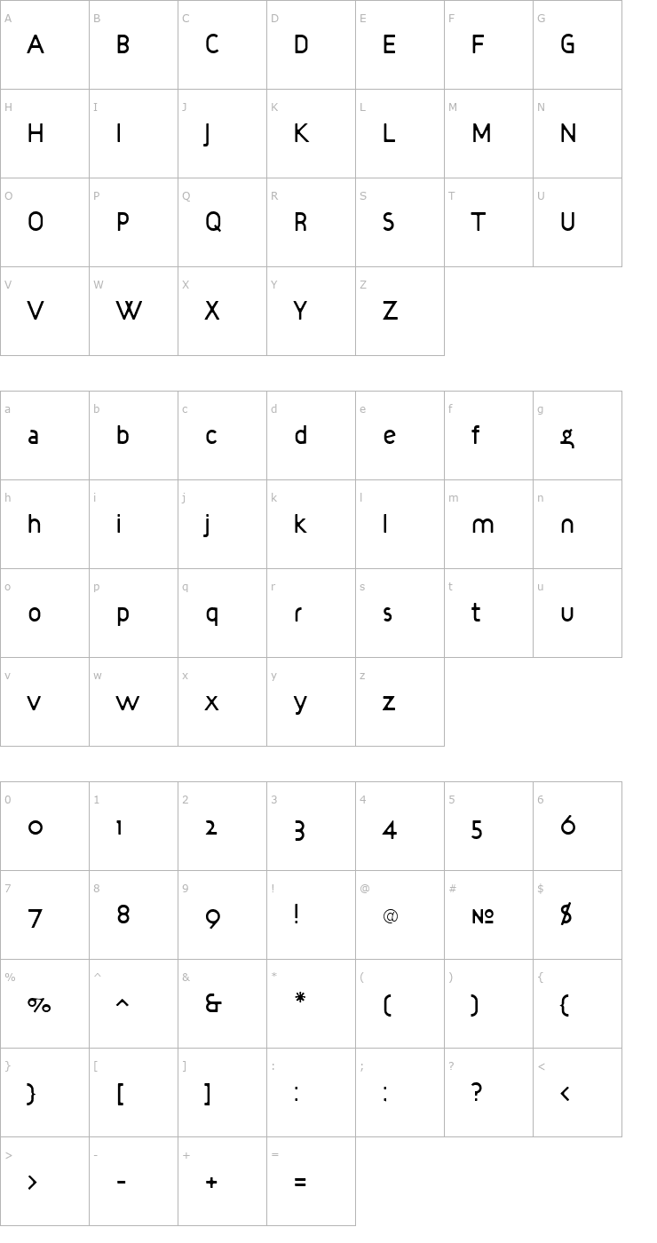 Character Map TargetLight Font