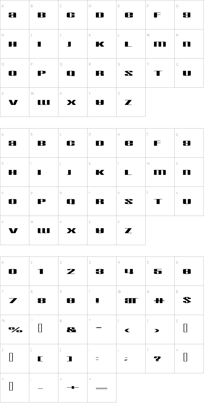 Character Map Taskeksem Font