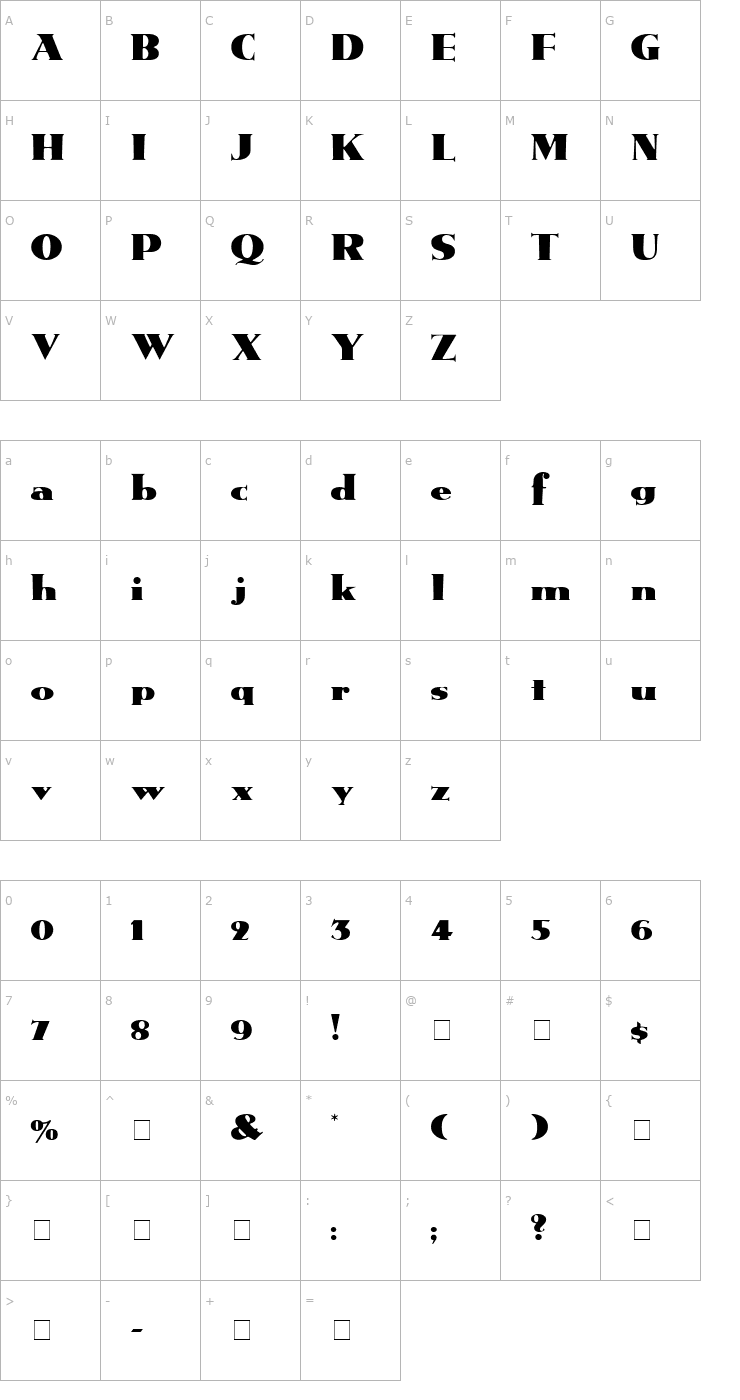 Character Map Tatio Display SSi Font