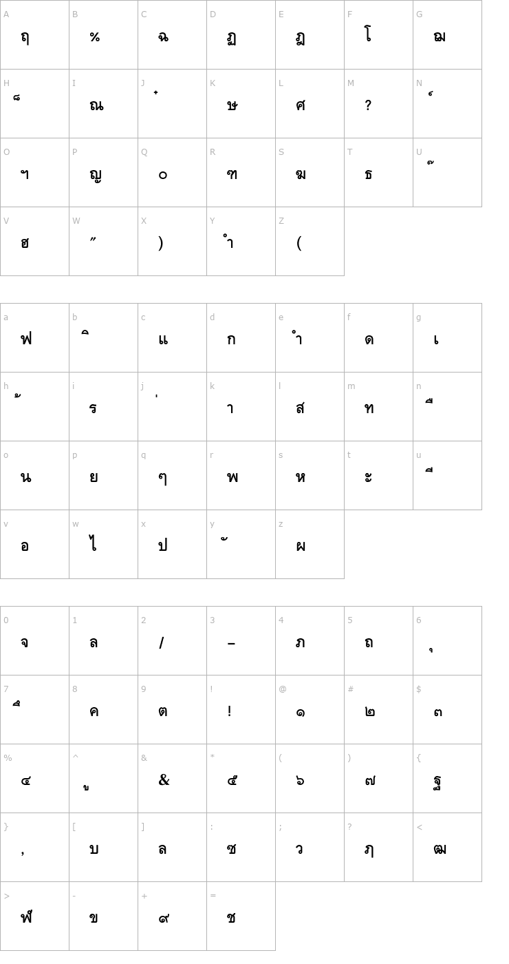 Character Map TATM001 Font