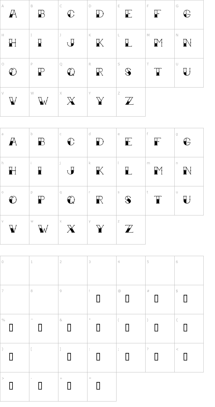 Character Map Tattoo Ink Font