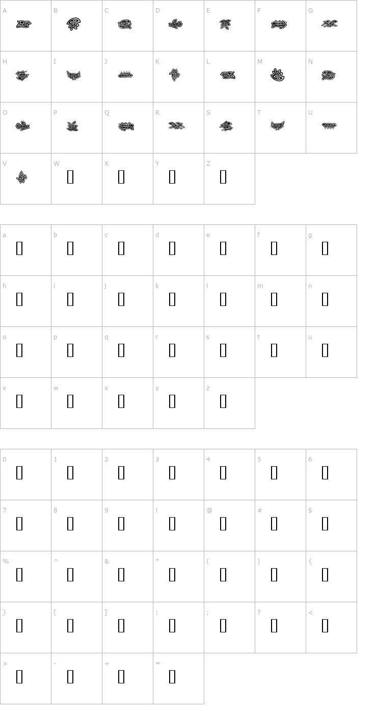 Character Map Tattoo No2 Font