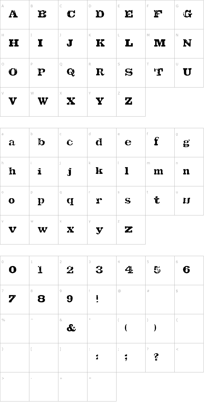 Character Map Tatu LA Font