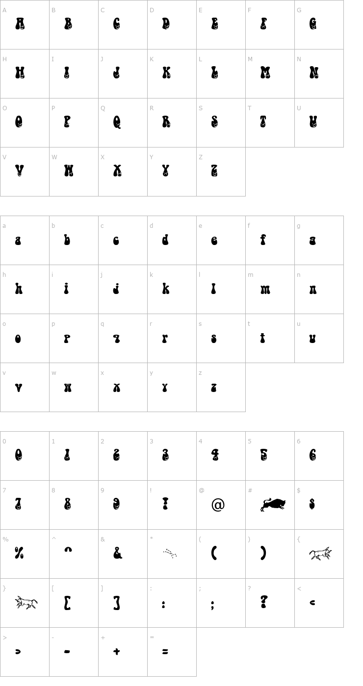 Character Map Taurus Becker Font