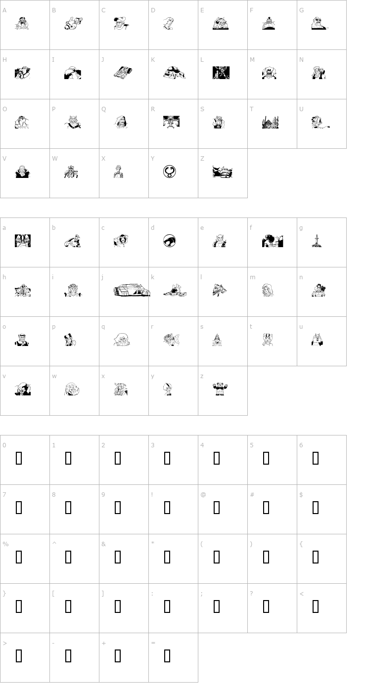 Character Map TcatsHo Font