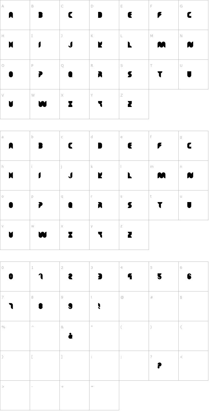 Character Map Tea Leaf Caps Font