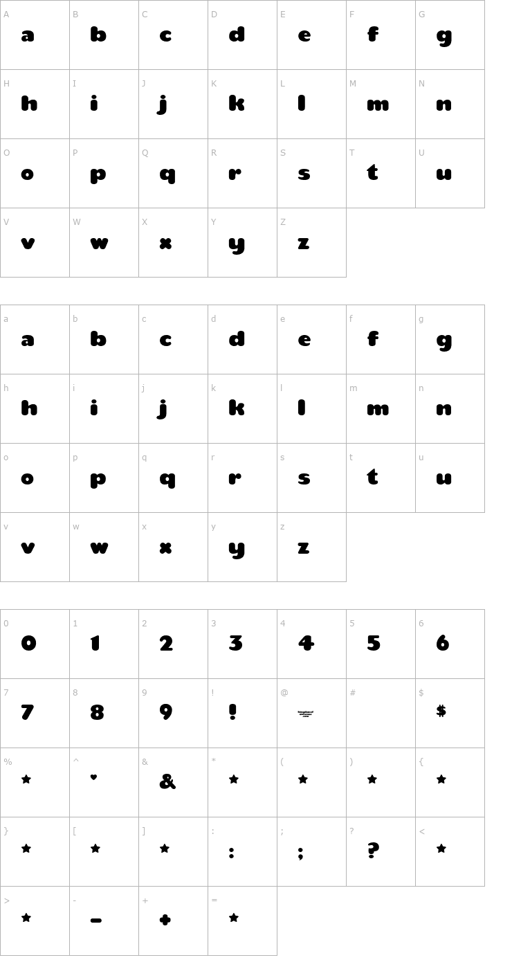 Character Map Teaspoon Font