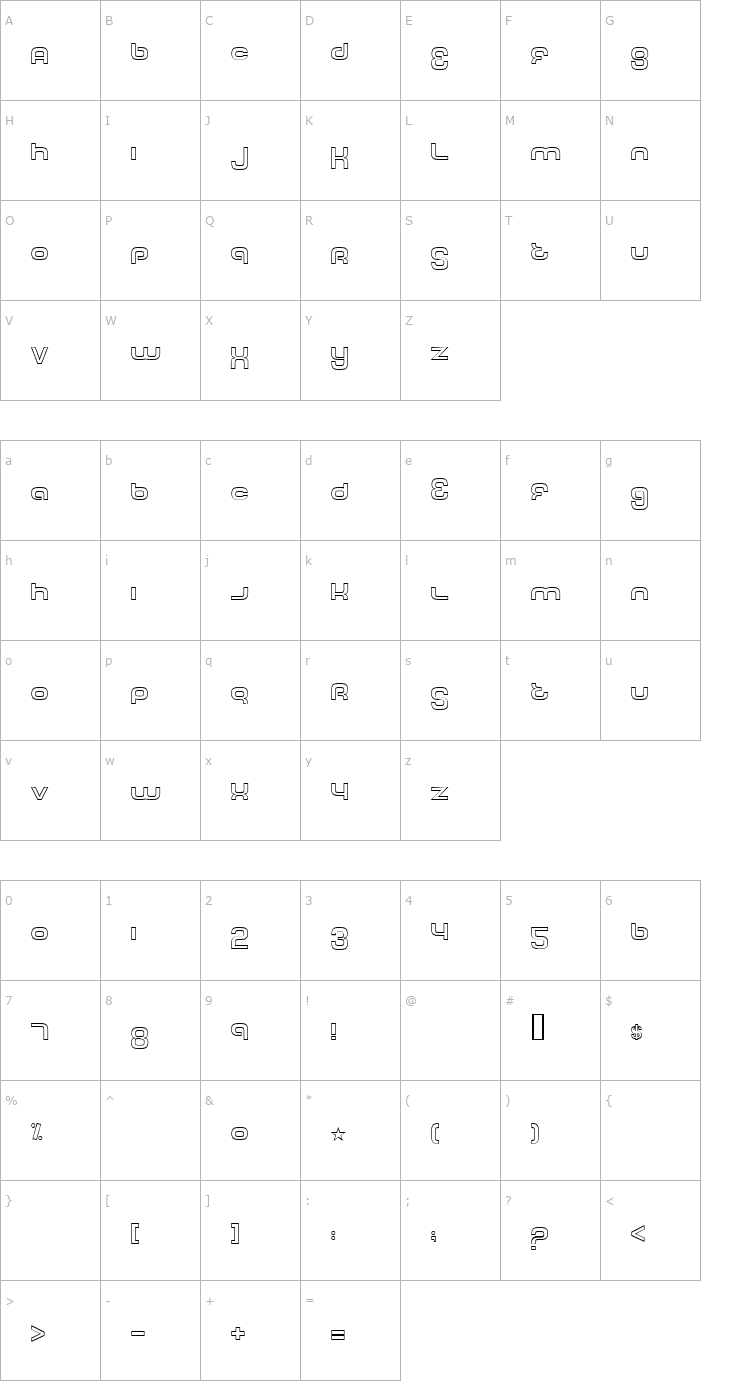 Character Map Tech Font Outline Font