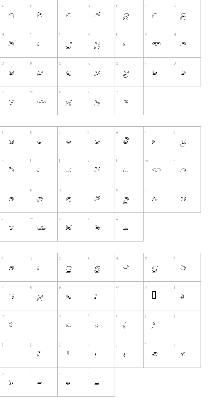 Character Map Tech Font Outline Italic Font