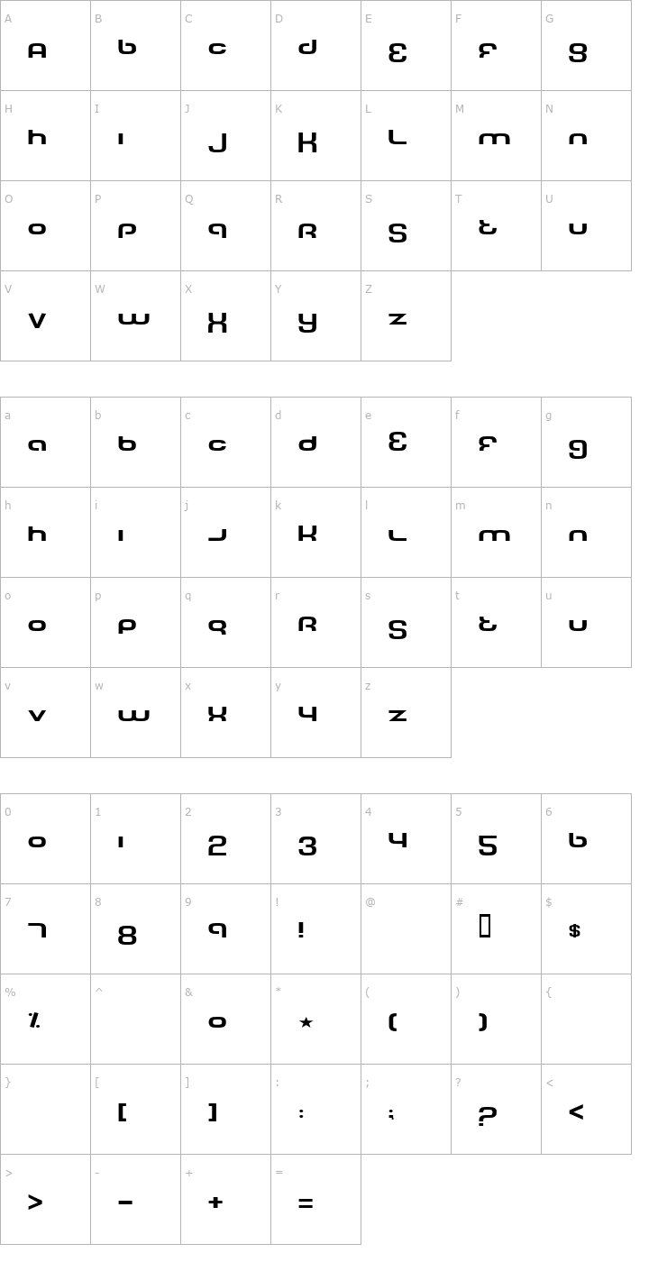 Character Map Tech Font Wide Font