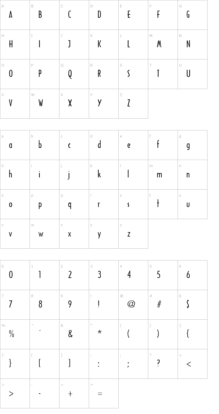 Character Map Tech Normal Font