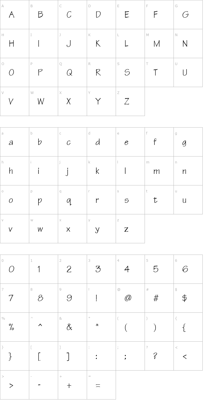 Character Map Technical Plain Font
