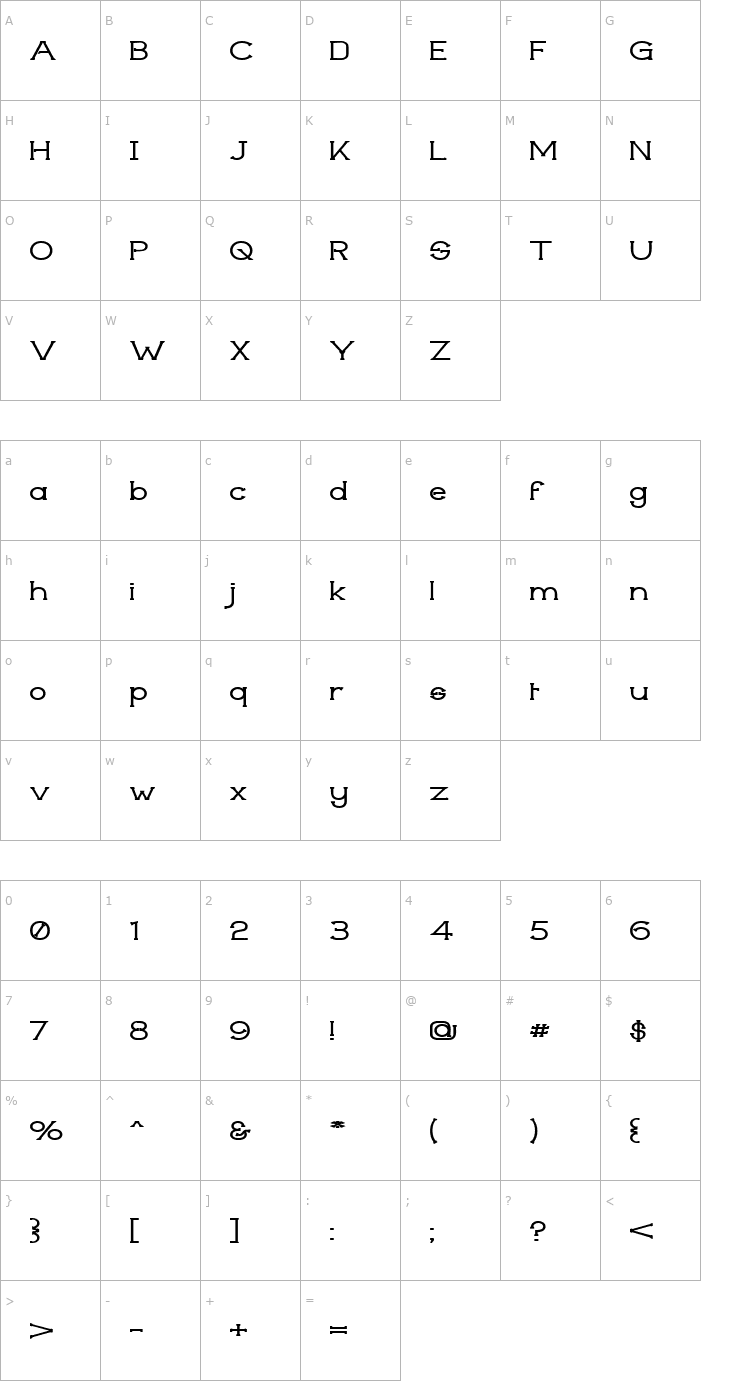 Character Map Technically Insane Widesemibold Font