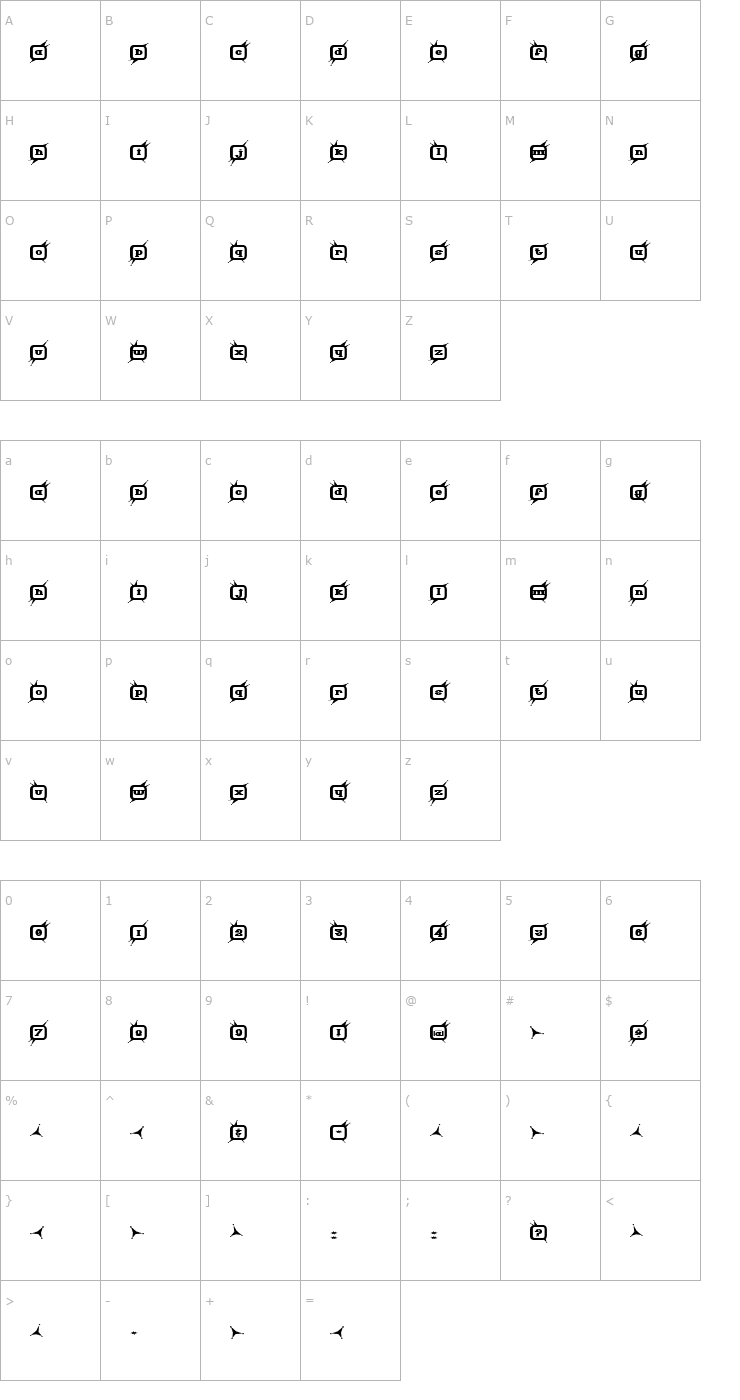 Character Map Technicolor Font
