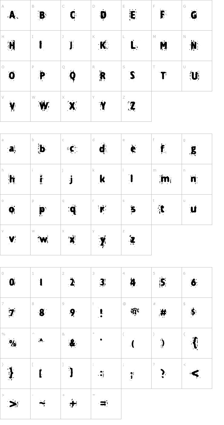 Character Map Technine Font