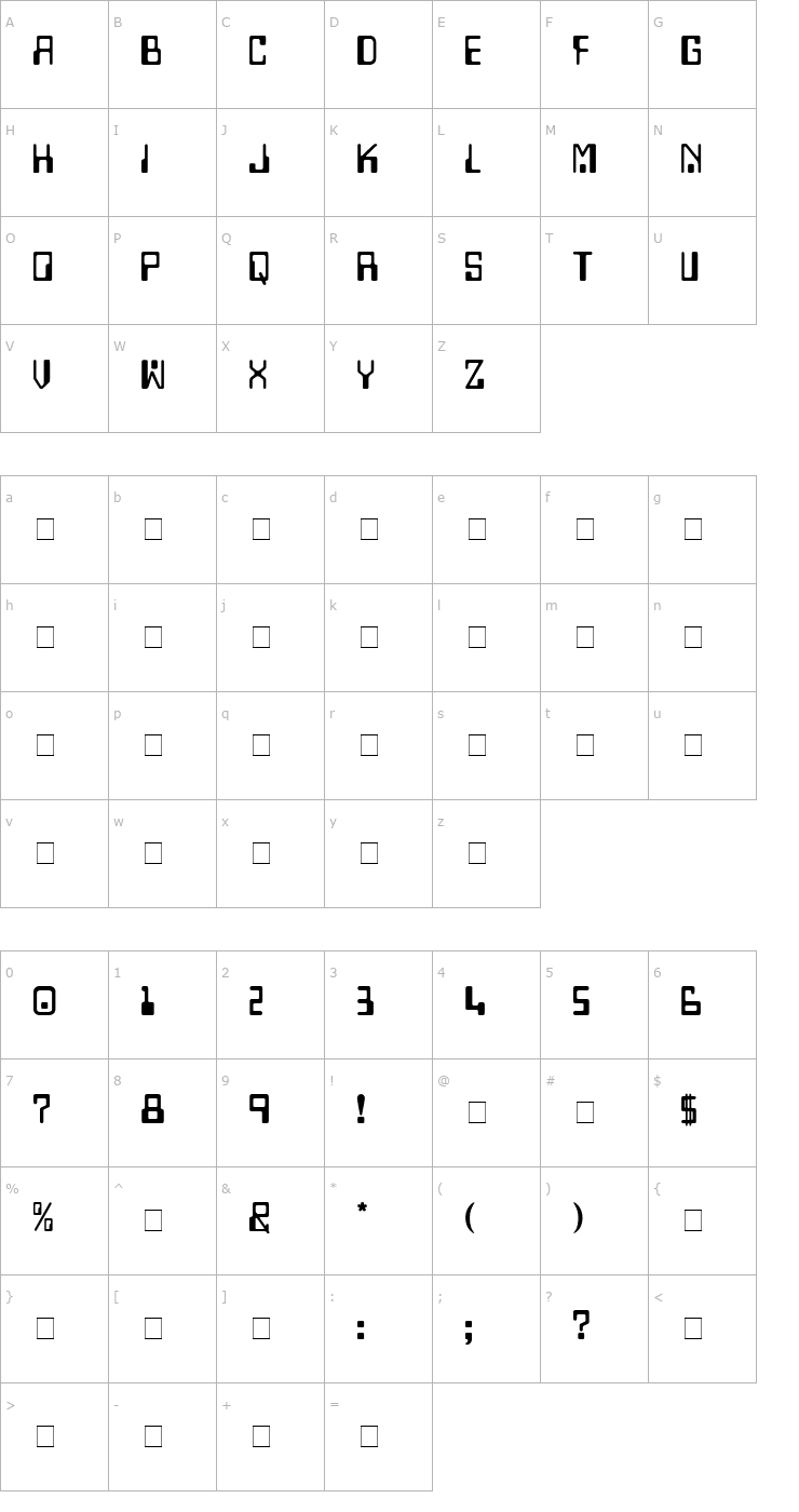 Character Map Techno Display Caps SSi Font
