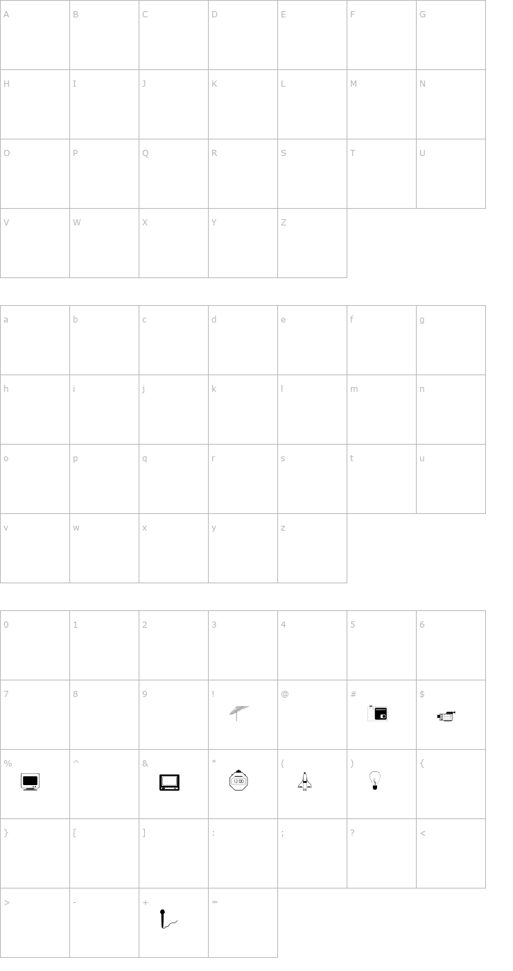 Character Map TECHNOL-Normal Font