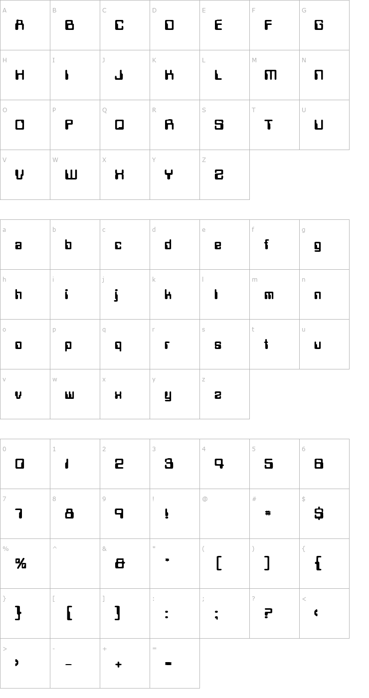 Character Map TechSchool Bold Font
