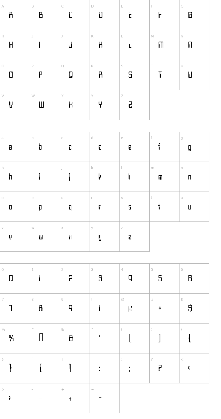 Character Map TechSchoolCondensed Font