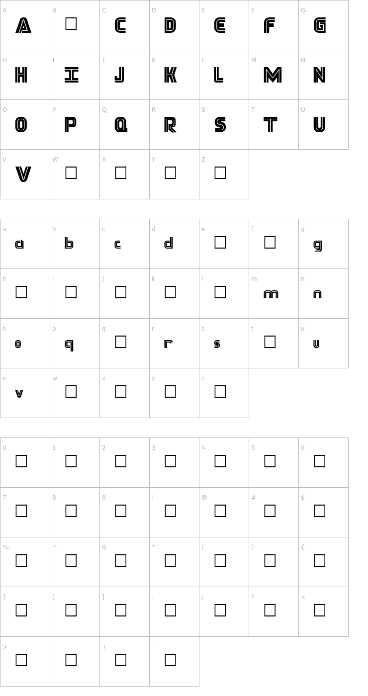 Character Map Techtonic Font