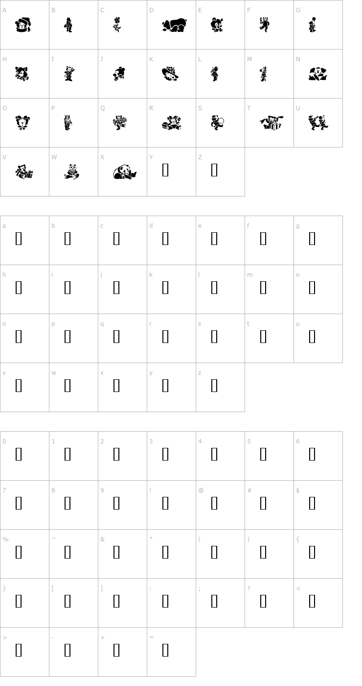 Character Map TeddyBears Font