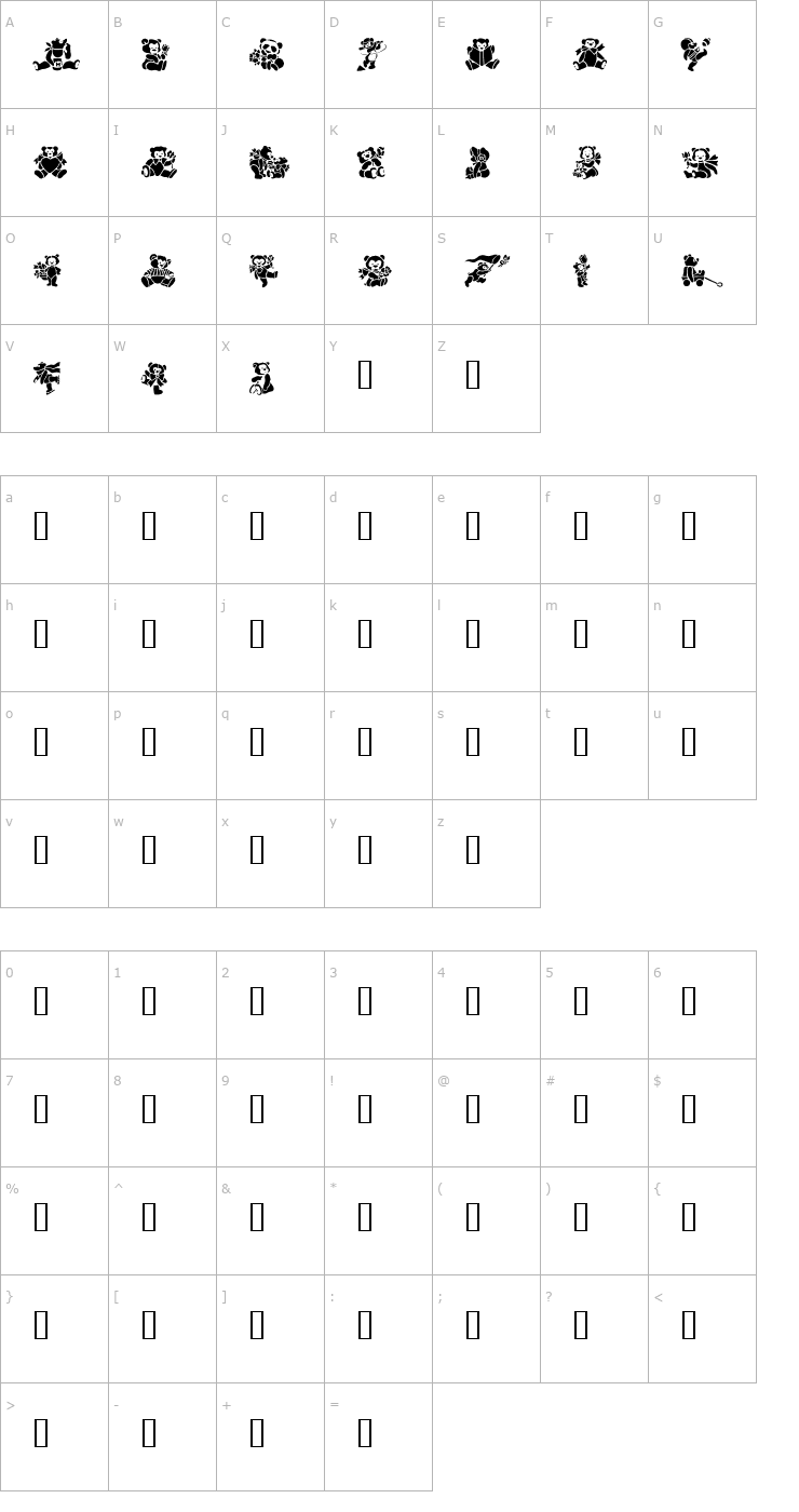 Character Map TeddyBears2 Font