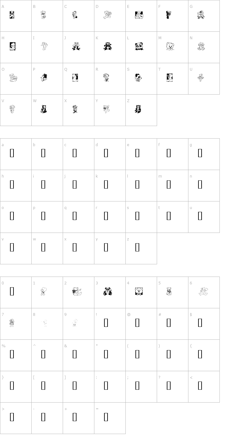 Character Map Teddyber Font