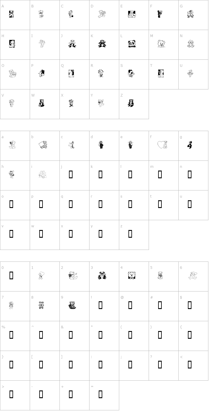 Character Map Teddyber V1.2 Font