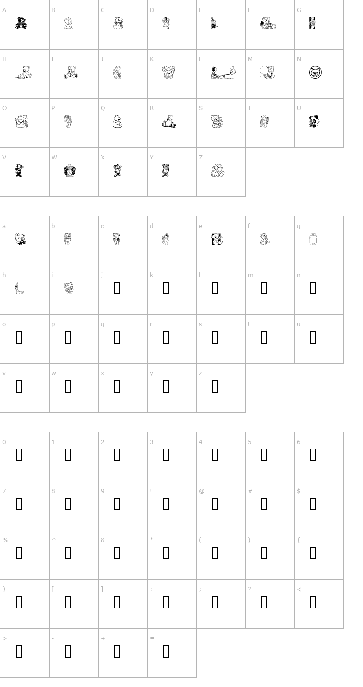 Character Map Teddybers Too Font