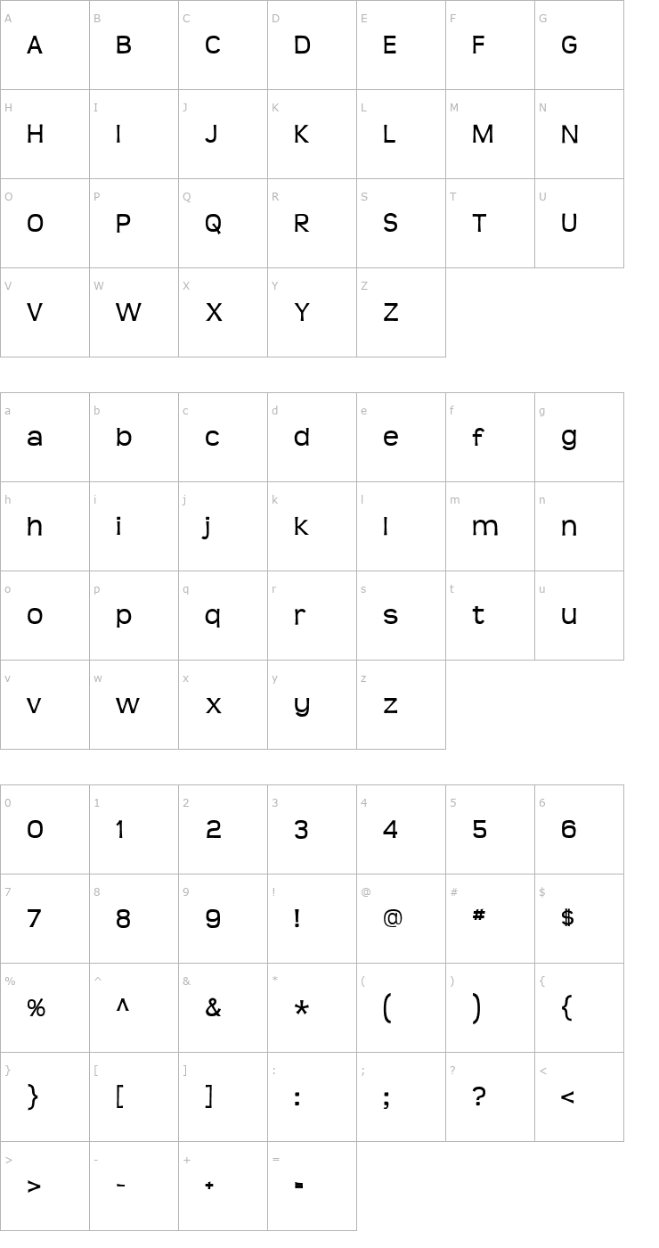 Character Map Teen Font