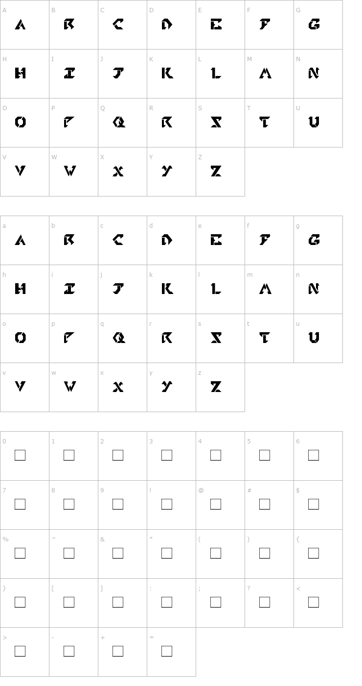 Character Map TekHead PD Font