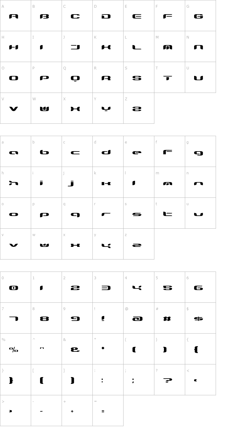 Character Map TeknikohlRemix01 Normal Font