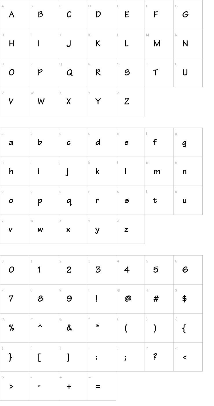 Character Map Tekton Bold Font