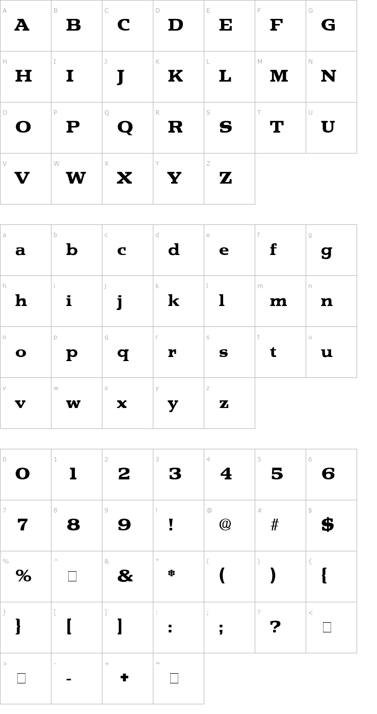 Character Map Tekton Display SSi Font