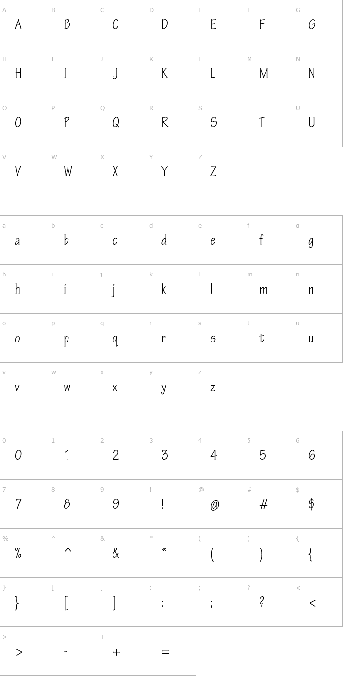 Character Map TektonPro-Cond Font