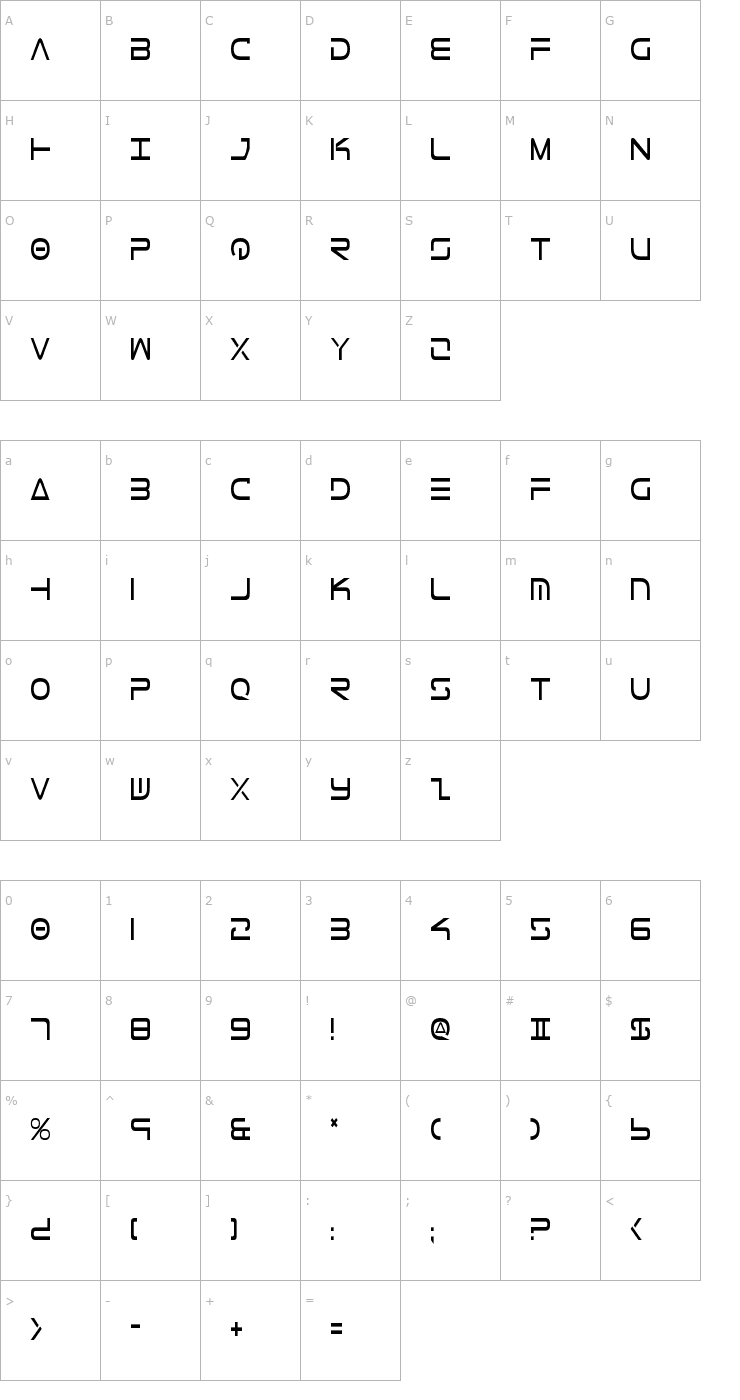 Character Map Tele-Marines Condensed Font