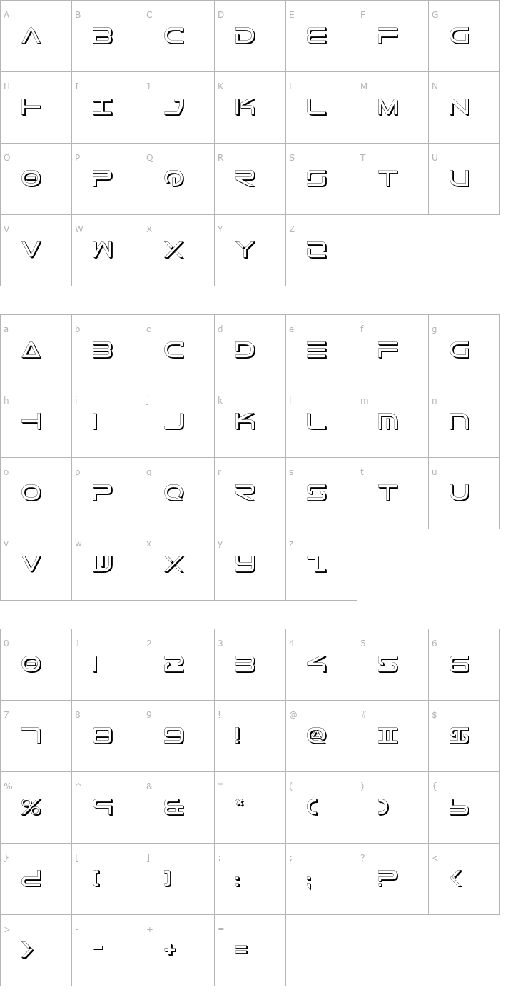 Character Map Tele-Marines Shadow Font