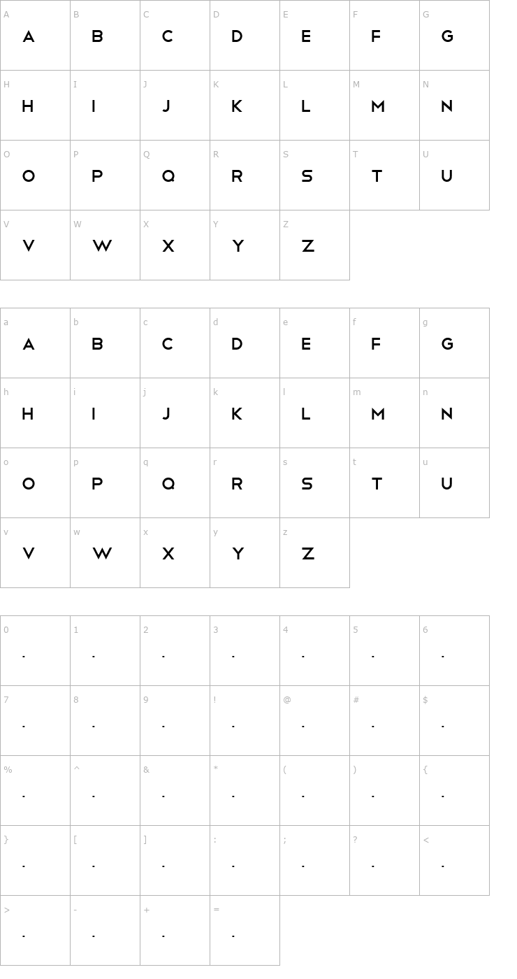 Character Map Telegrafico Font