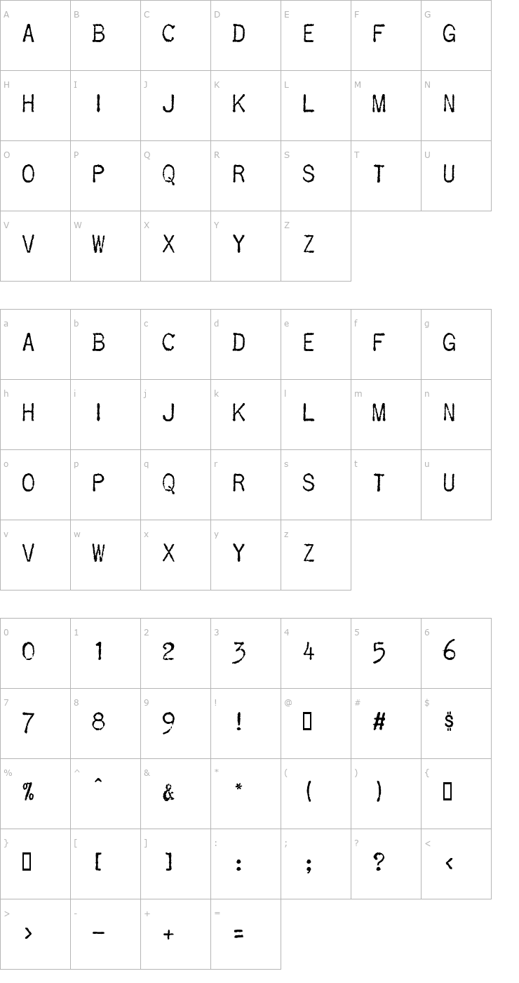 Character Map Telegram HPLHS Font