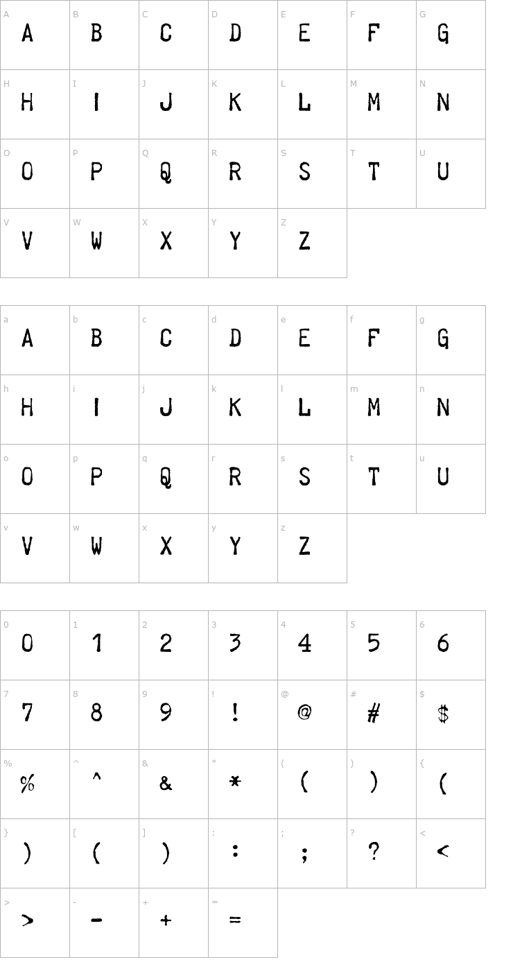 Character Map Telegraphem Font