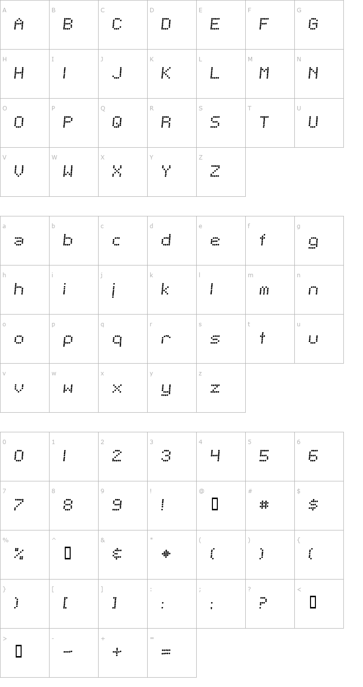 Character Map Telegraphic Italic Font