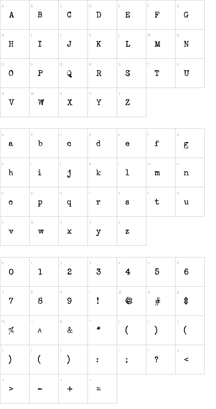 Character Map Telepath Medium Font